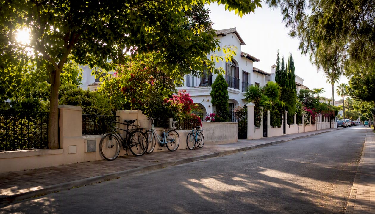 Vistahermosa residential street with villas and greenery