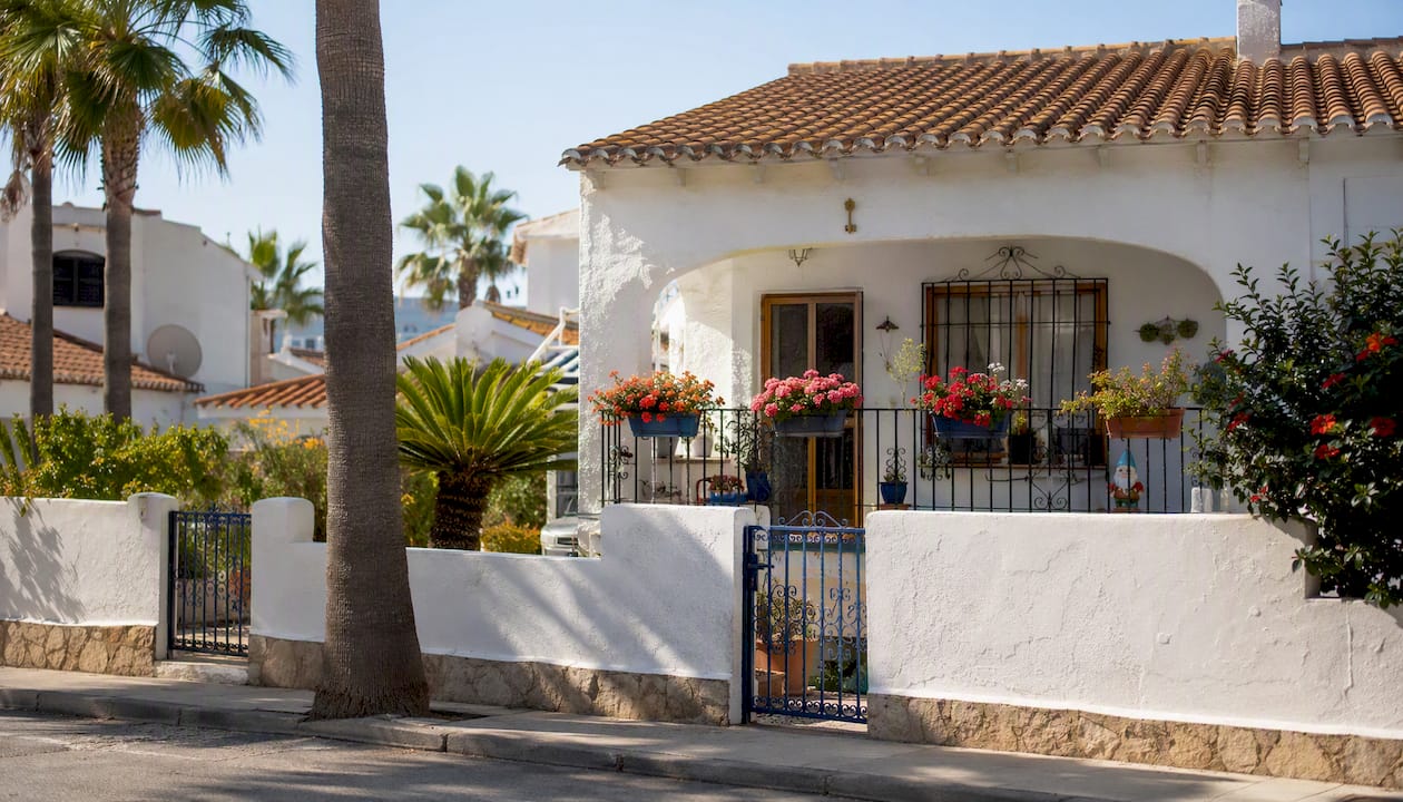 Exterior of sunny Spanish coastal property