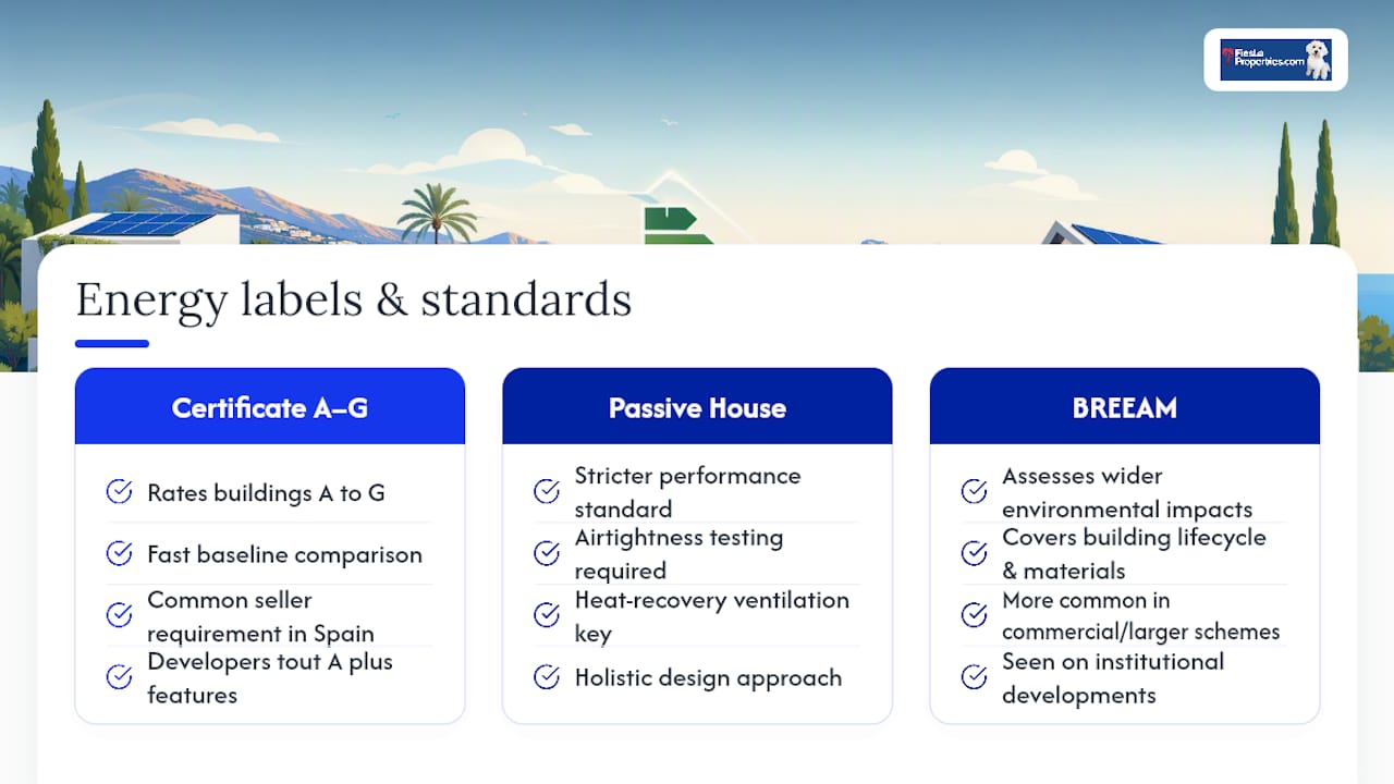 Comparison chart of energy certificates and sustainability standards