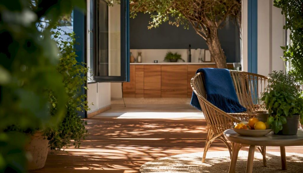 Bright staged Spanish home interior with natural light